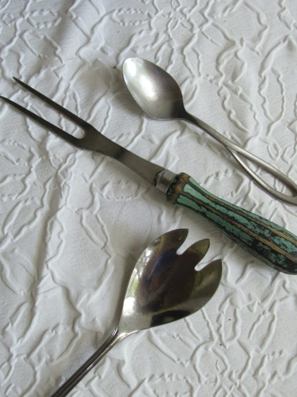Nice Flatware Vintage Serving Forks Spoons Hand Towel Stainless